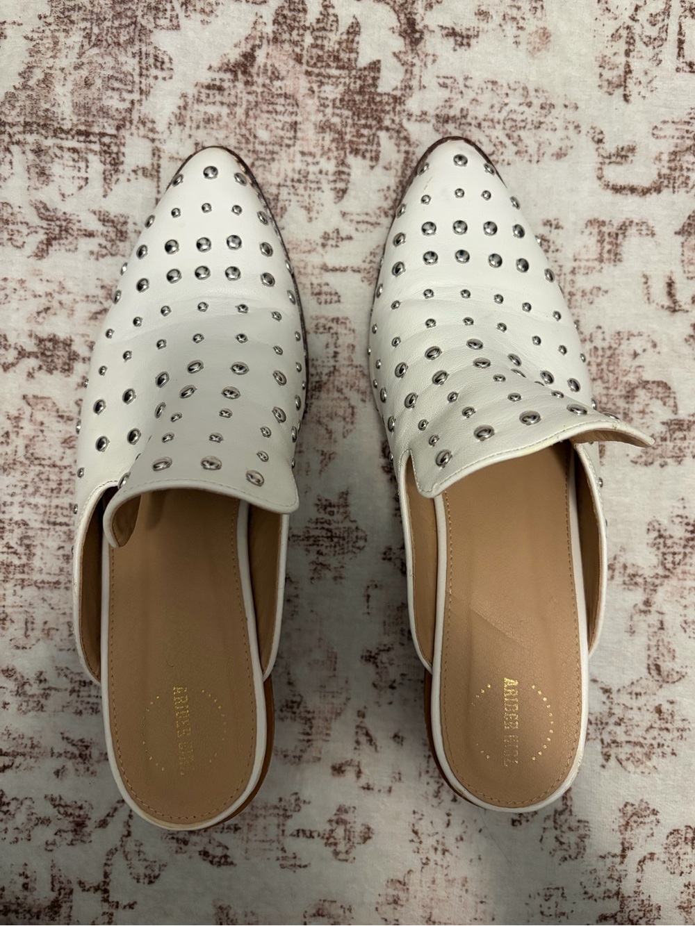White Studded Slip-On Mules